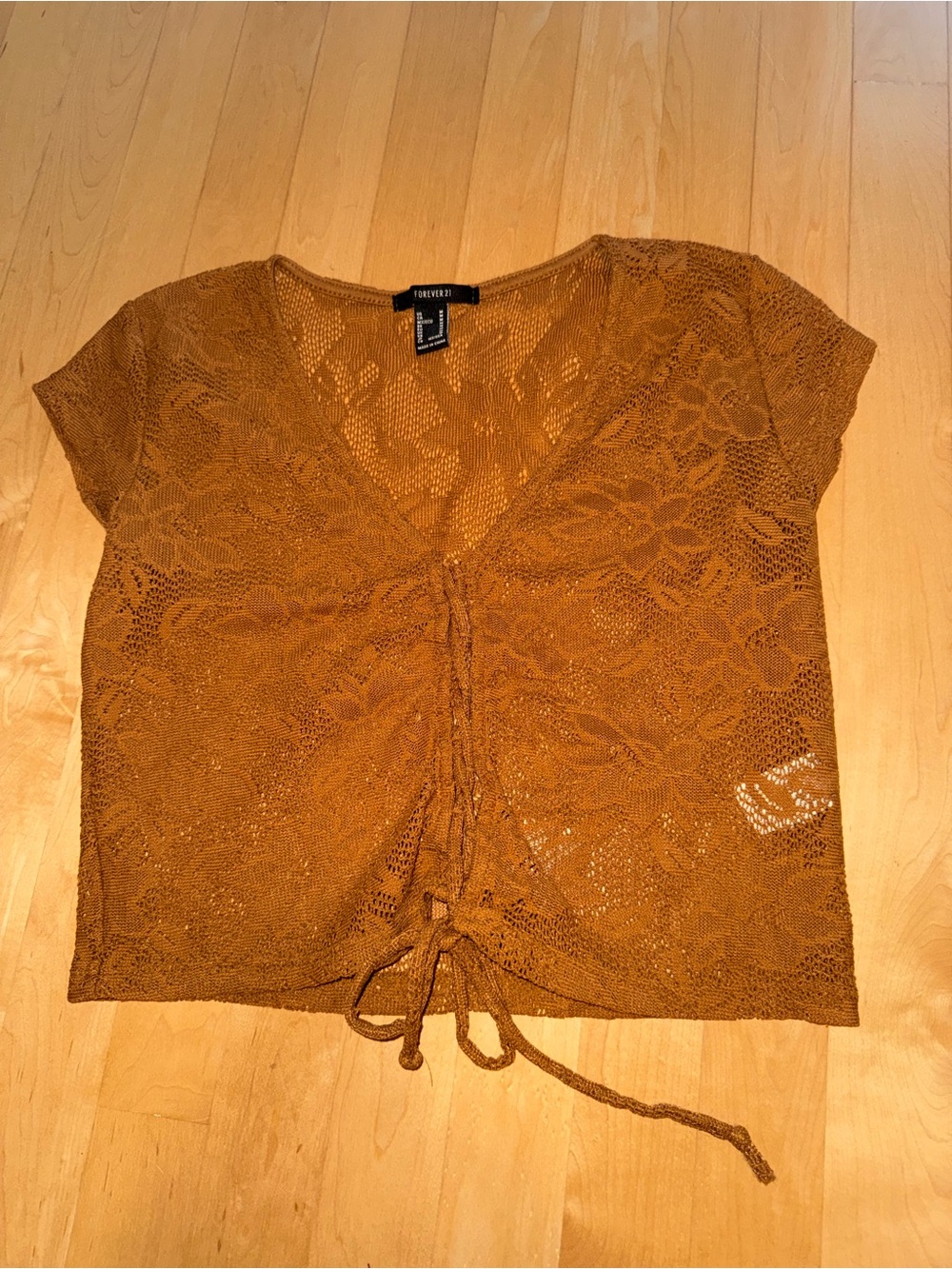Forever 21 Lace-up tie Front Crop Top